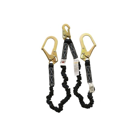 Super Anchor Safety 6' Double Leg Flex Lanyard + 2 Rebar-hooks & 1 Snaphook 6504